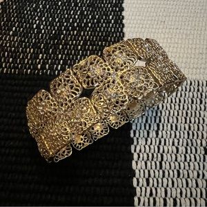 Gold Filigree Crystal Floral Stretch Bracelet